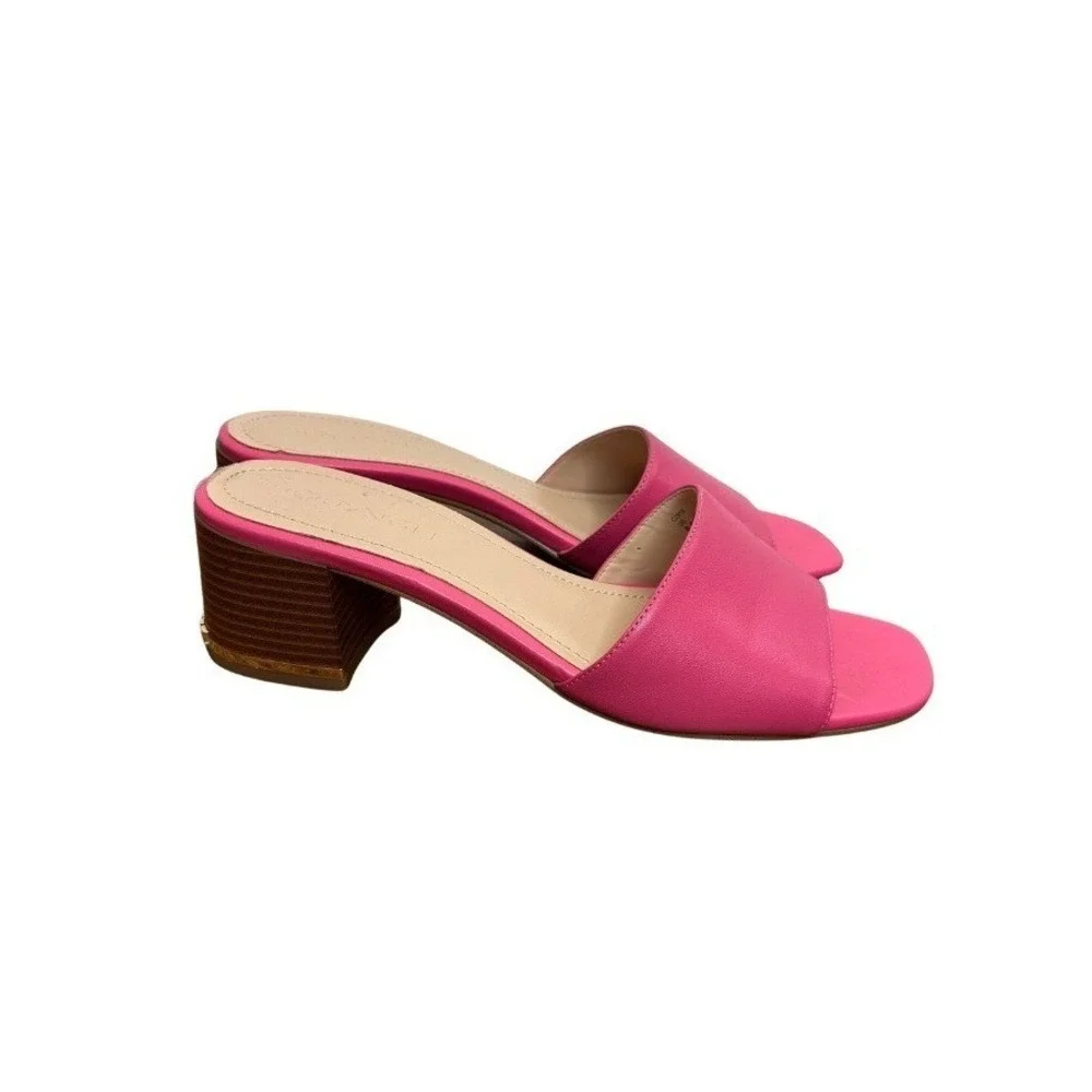 Coach Hot Pink Maggi‎ Sandal Leather Block Heel Slide Size 8.5